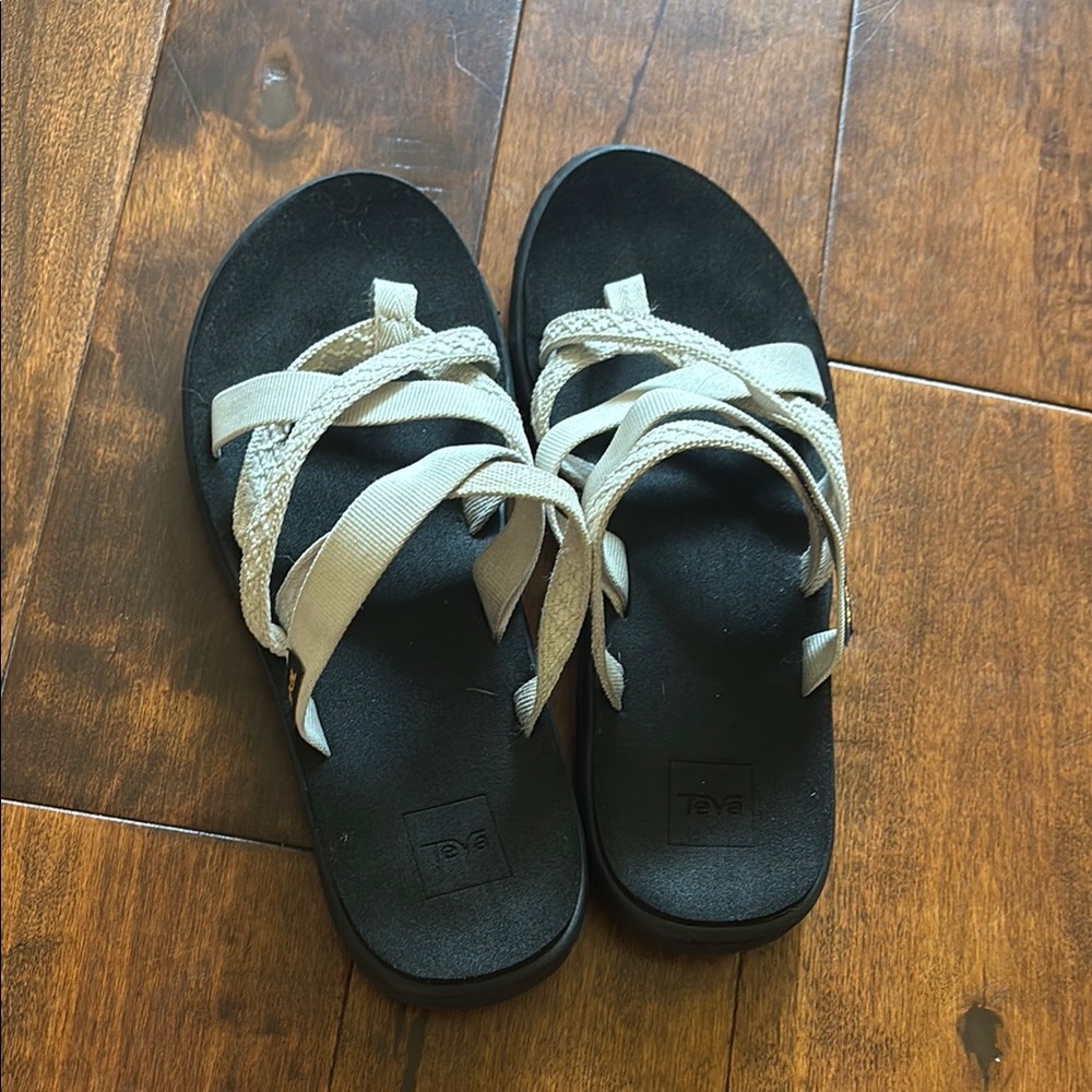 Teva Women's Black and Cream Sandals